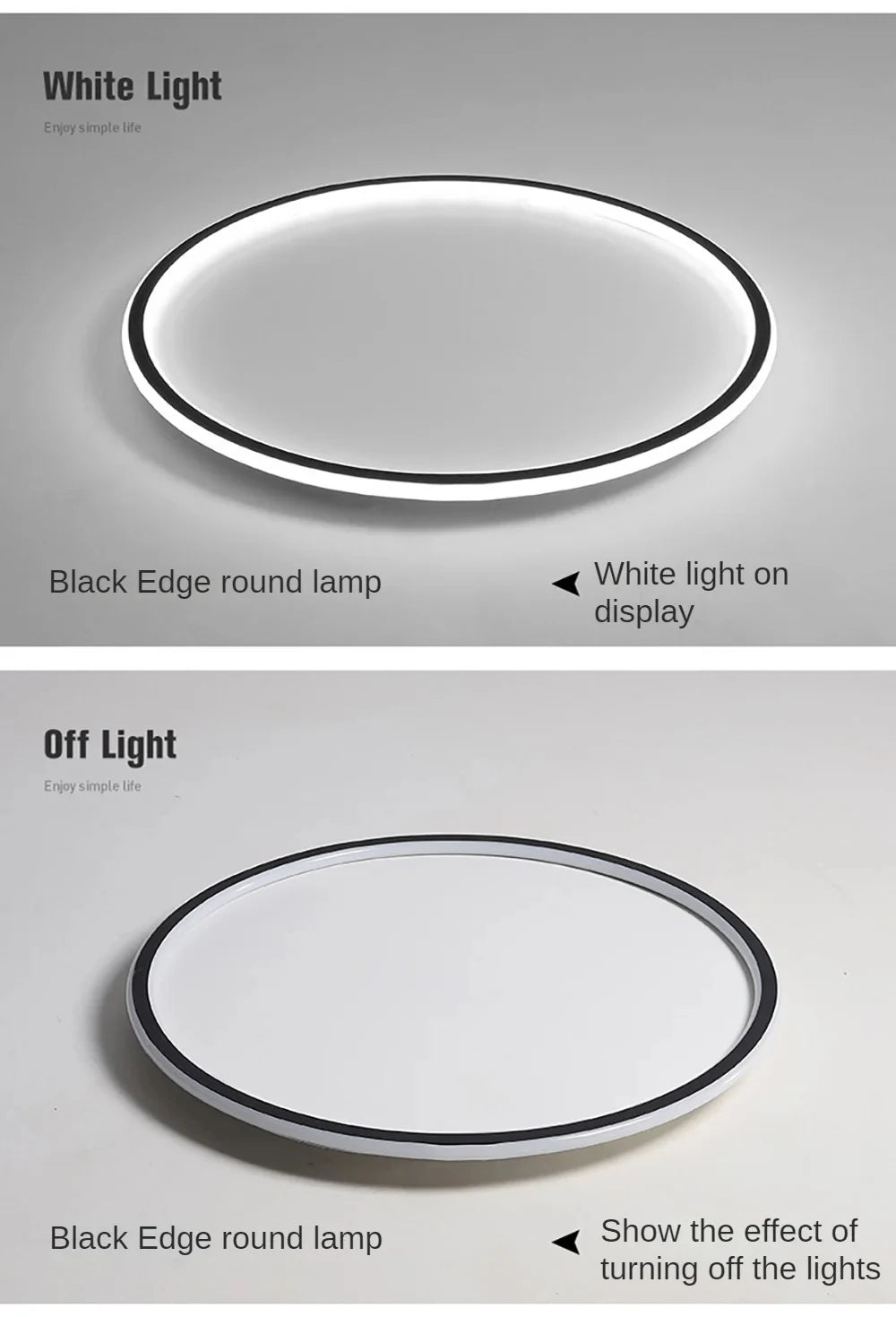 Simple Nordic Style Lighting Ceiling Lamp All White And Black Edge Modern Living Room Lamp Bedroom Home Lighting Decoration