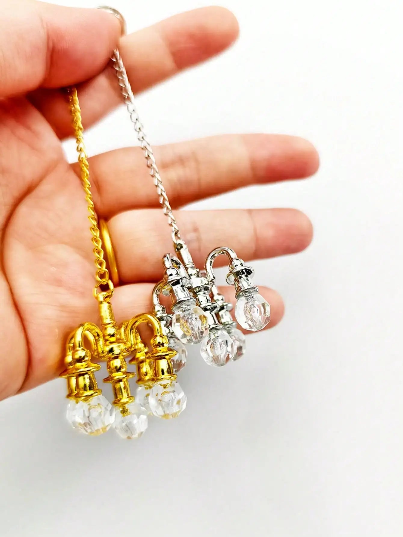 Dollhouse Mini Crystal Lighting 1:12, Metal Chandelier & Wall Sconces, Living/Bedroom/Kitchen Decor, Fit All Festive Holidays