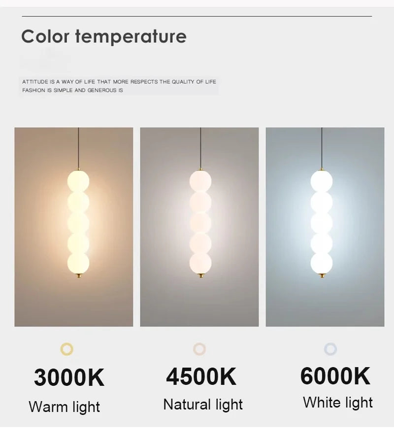 Bedside Pendant Lights for Bedroom Nordic 4 Ball Pendant Lamp for TV Background Kitchen Island Restaurant Dinning Room LED Light