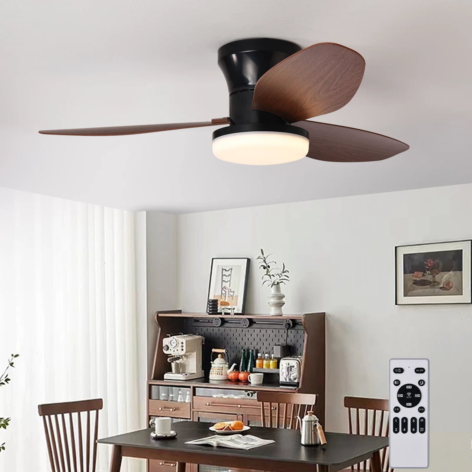 Ceiling Fan with Light Casa inteLigente Socket Fan Light ventilatore Da Soffitto Con Luce De Tech...