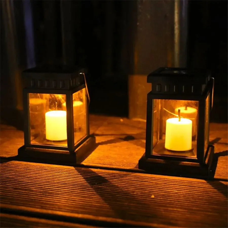 Solar Palace Lantern Outdoor Solar Lights Lawn Landscape Hanging Atmosphere Candle Lamp Floor Yard Garden Decor