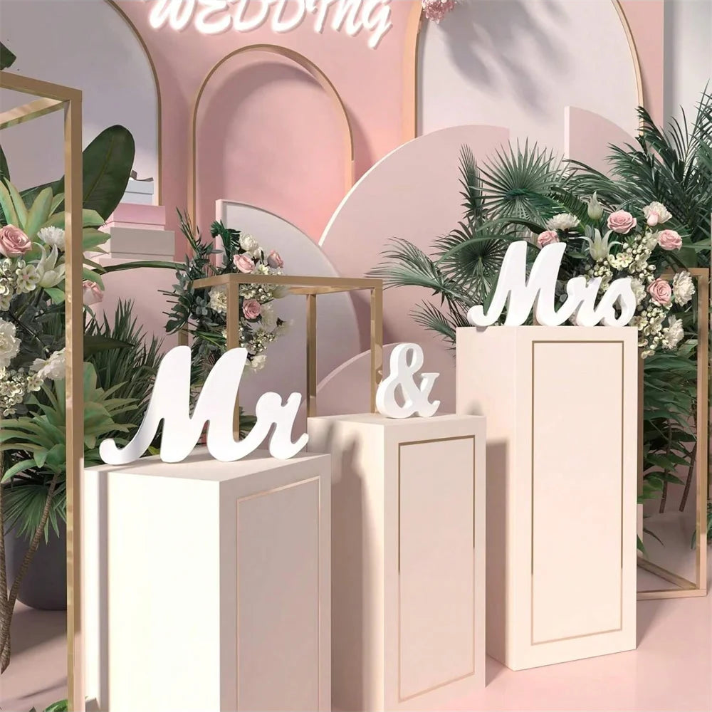 3pcs/set Wooden Mr & Mrs Sign Decoration For Wedding Party, Ceremony Check-In Desk, Dining Table, Suitable For Home, Hotel Decor