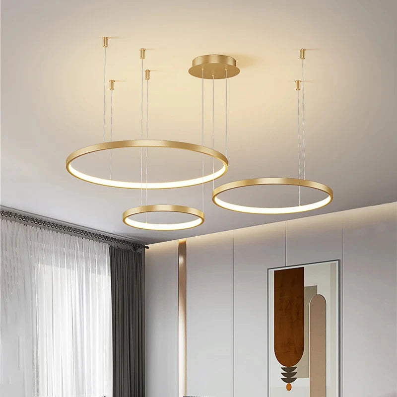 Nordic Led Ceiling Chandelier Modern Circular Ring Chandelier For Dining Room Bedroom Living Room Home Indoor Lighting Decor