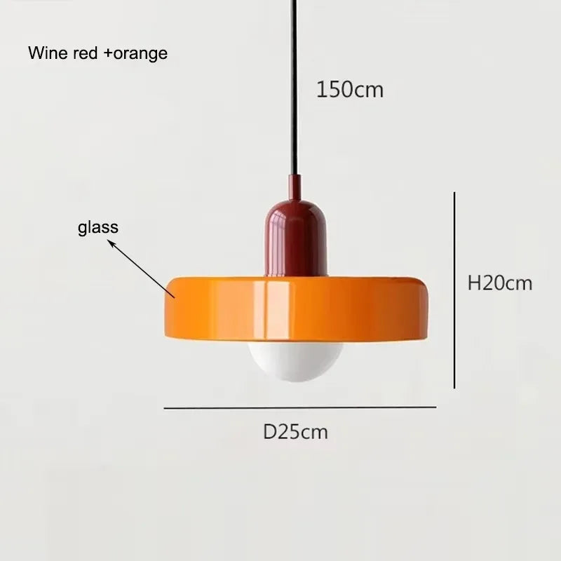 Nordic Retro E27 Colorful Ceiling Chandelier Orange Glass Pendant Lamp for Home Decor Dining Room Cafe Bar Counter Li...