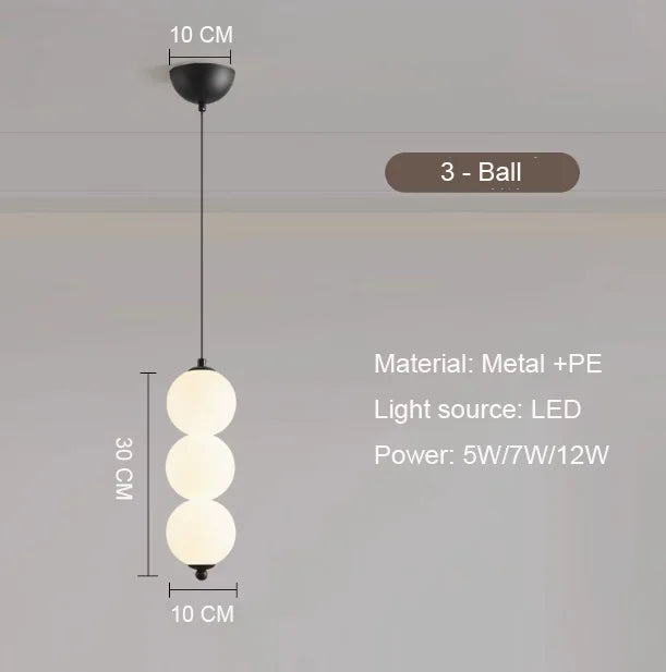 Bedside Pendant Lights for Bedroom Nordic 4 Ball Pendant Lamp for TV Background Kitchen Island Restaurant Dinning Roo...