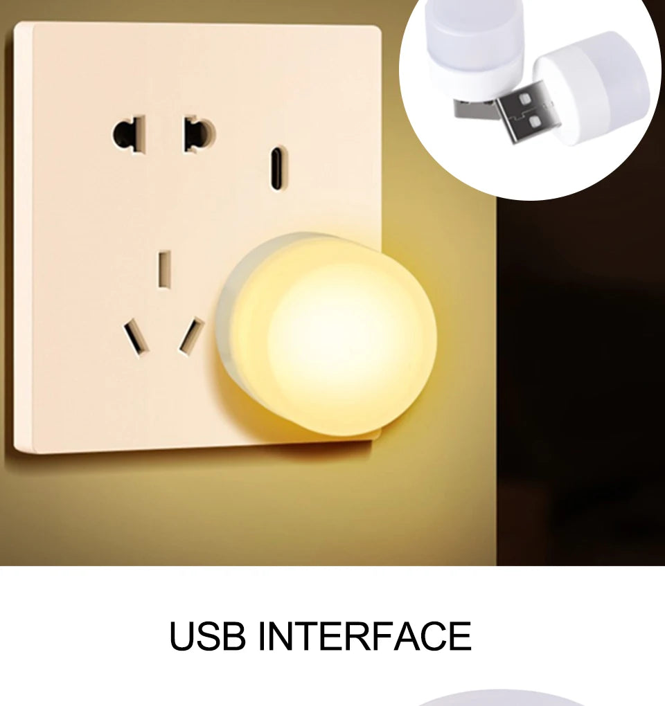 Mini USB Night Light Warm White Eye Protection Book Reading Light USB Plug Computer Mobile Power ...