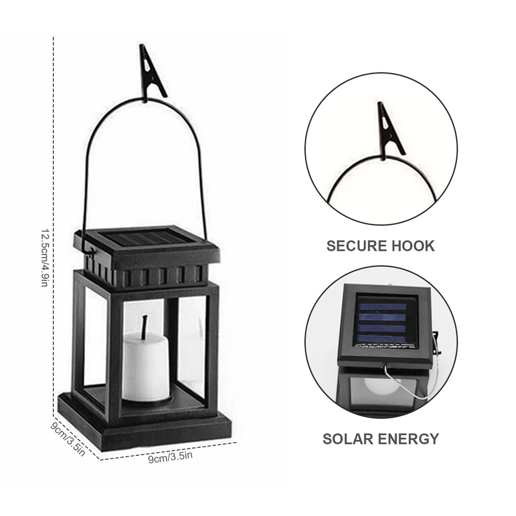 Solar Candle Lantern IP44 Waterproof Hanging Lantern Light Auto ON/OFF Solar Landscape Light for Garden Path Yard Patio Driveway
