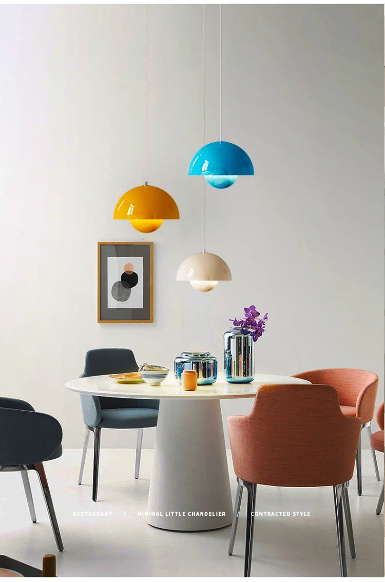 Nordic Led Color Chandelier Macaron Danish Mushroom Hanging Lights Restaurant Kitchen Pendant Lamp Home Luminaire LED Lighting
