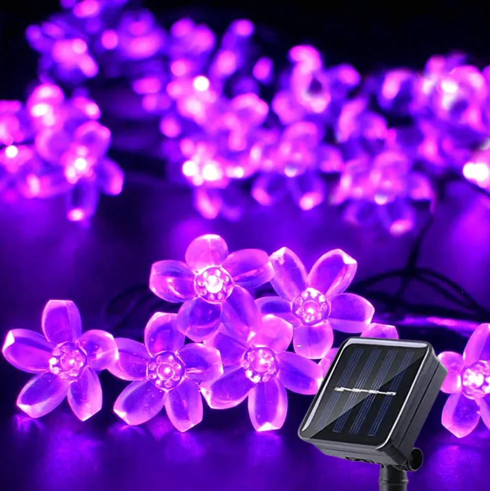 Solar Cherry Garden Flower LightsBattery-operated Garland Solar Outdoor Waterproof Lawn Pathway Christmas Decoration