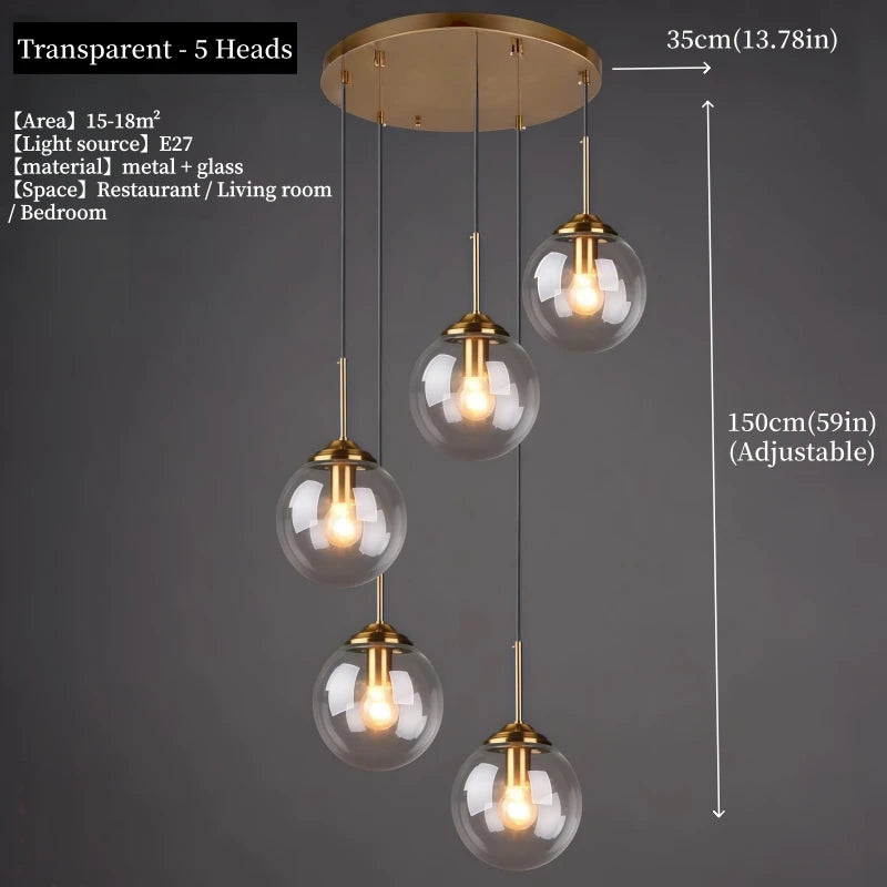 Modern Luxury Glass & Gold Pendant Chandelier — Nordic LED