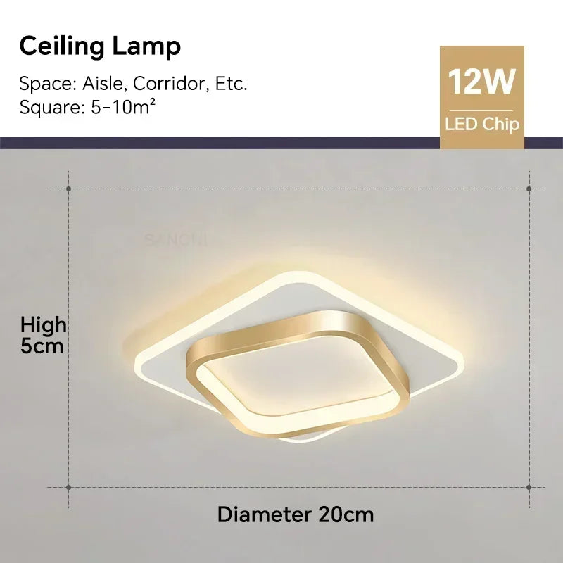 DINDALLED Modern LED Ceiling Light for Corridor Stairs Bedroom Bathroom, Round Flush Mount Chandelier Indoor Lighting...