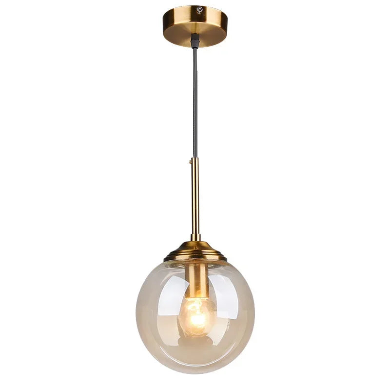 Modern Glass Hanging Lamp E27 Clear Amber Stone Chandelier  Nordic Home Decor Lighting for Living Room Cord Pendant Lights
