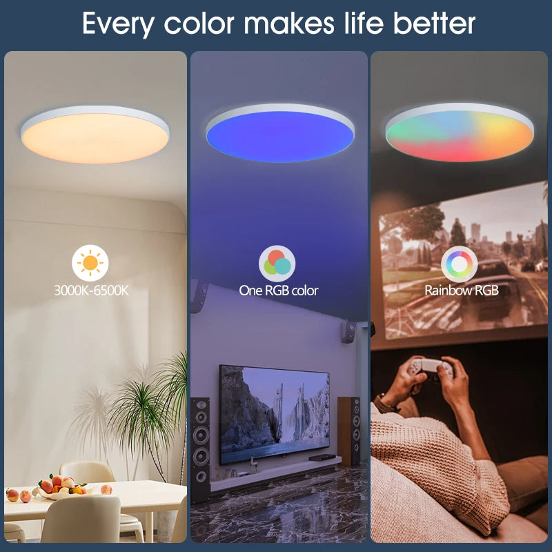 30W 36W Smart LED Ceiling Light RGB Dimming APP TUYA Remote Control Timing Indoor Home Decor Blue...