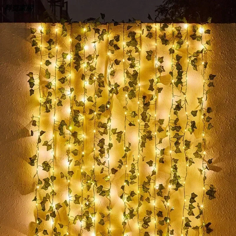 Artificial Vine Fairy Lights Flower Green Leaf String Lights Christmas Tree Garland Light for Wee...