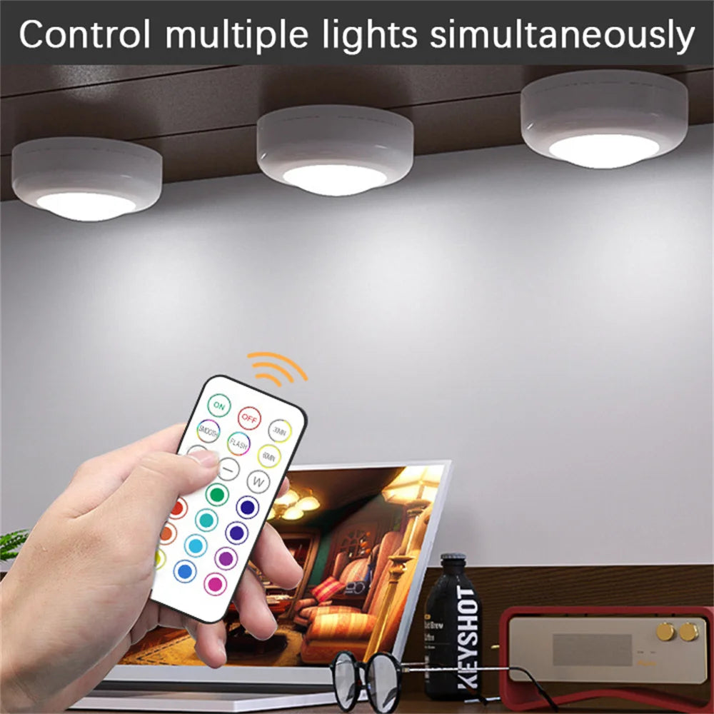 RGB Color Under Cabinet Light Wireless LED Light Remote Control 12 Color Touch Dimmable Night Lig...