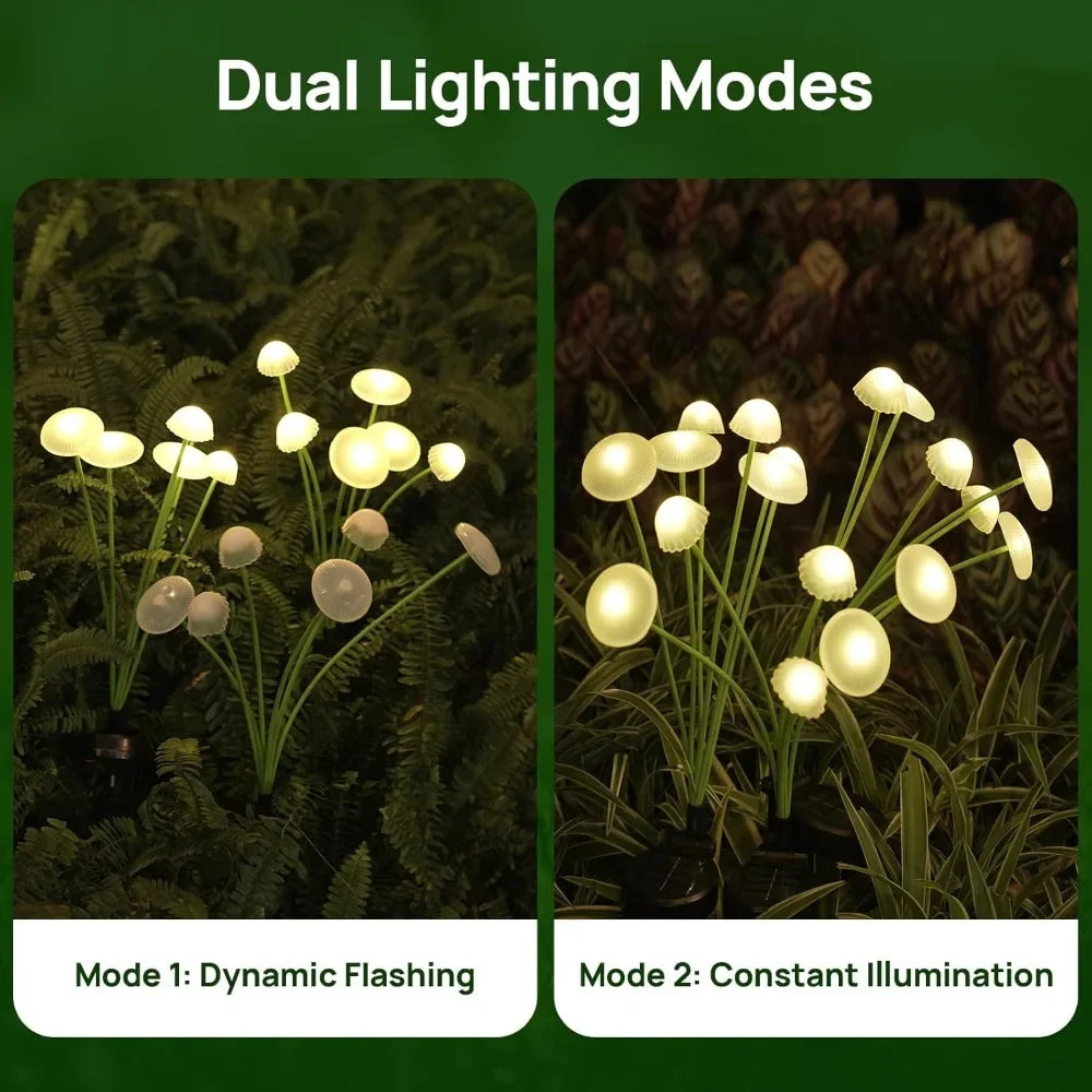 Solar Garden Lights Dual Mode LED Solar Mushroom Lights Waterproof Decor Yard Patio Pathway Jelly...