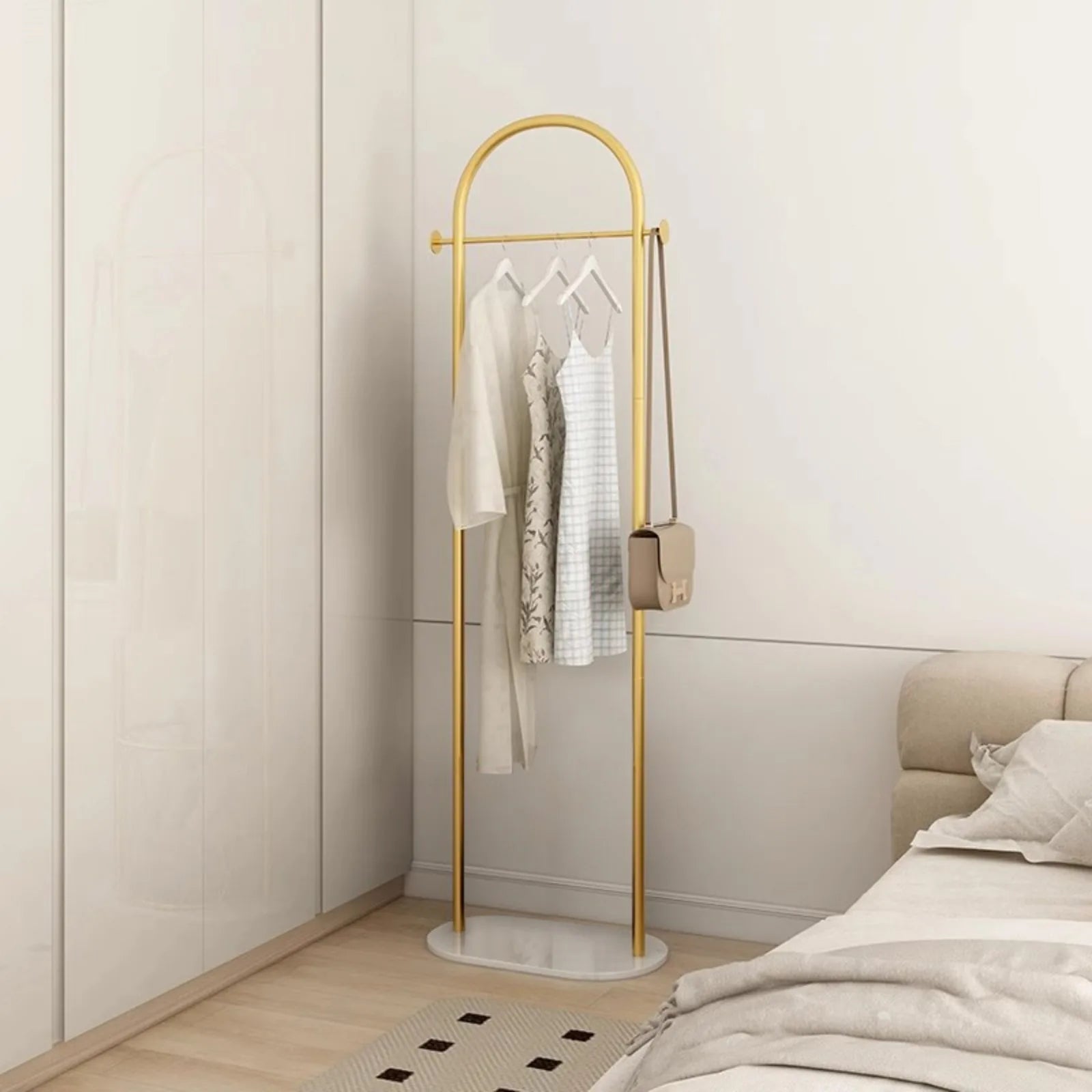 Floor-Standing Clothes Rack for Bedroom, Space-Saving Modern Minimalist Home Use Clothes Rack for Living Room, Indoor Coat Rack