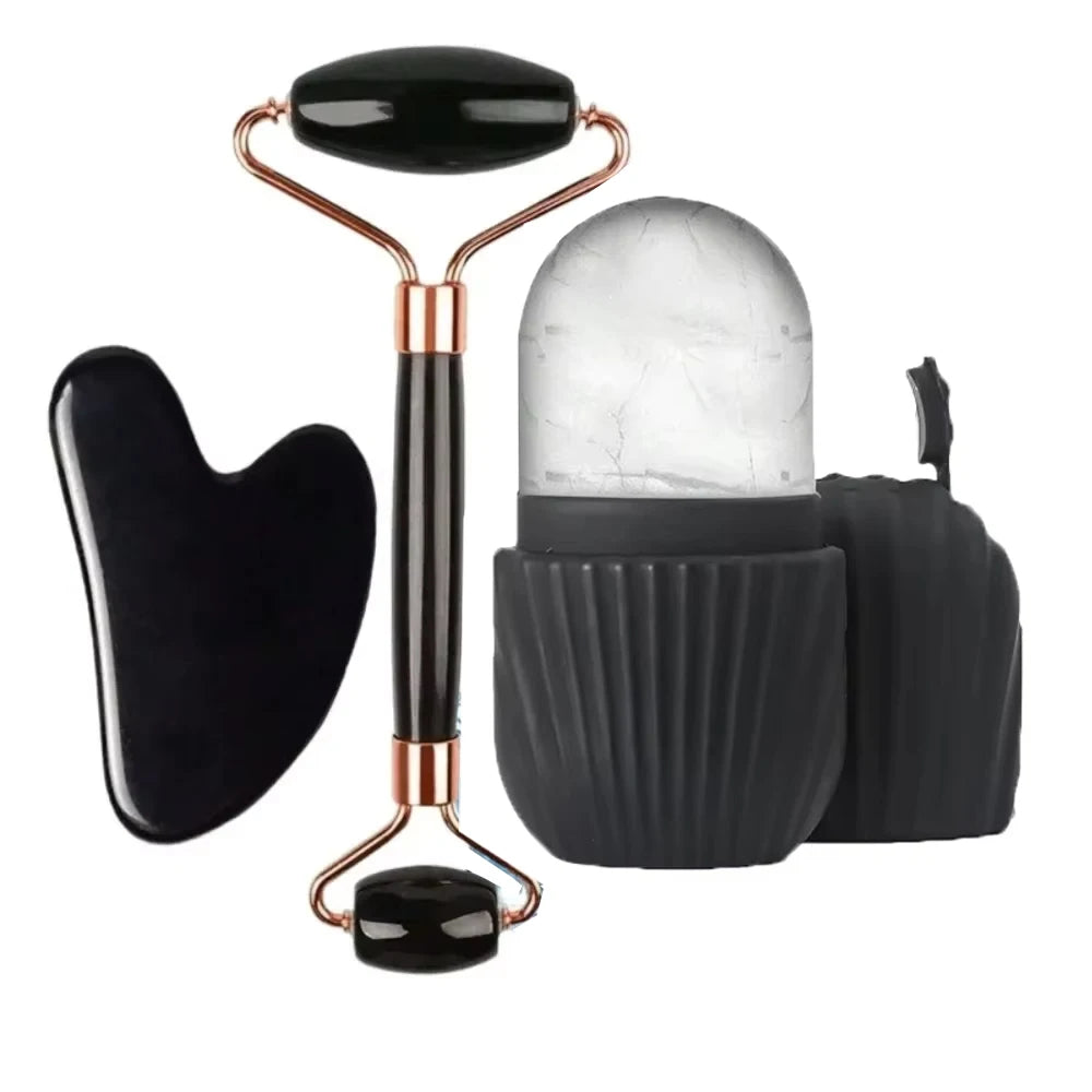 Ice Face Roller Gua Sha Board Facial Face Massager Kit Massage Roller Face Lifting Contouring Tools Beauty Skin Care Tools