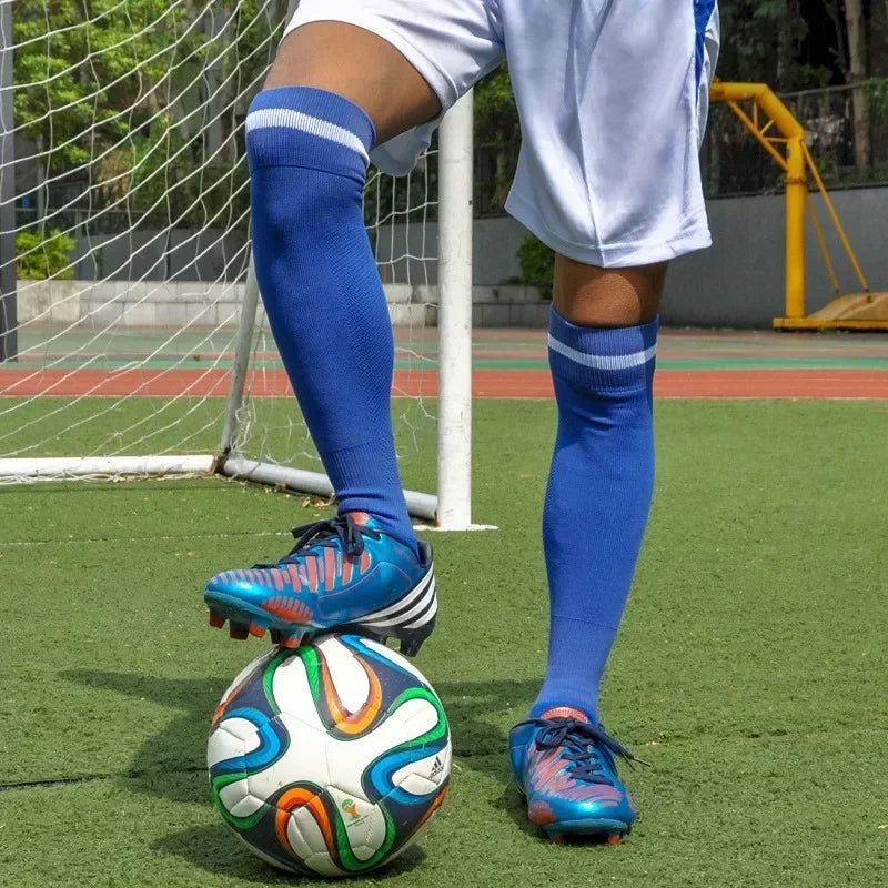 1 Pair Compression Socks Football Socks Non-slip Long Tube Knee High Stockings Socks Striped Soccer Socks Running Sports Socks