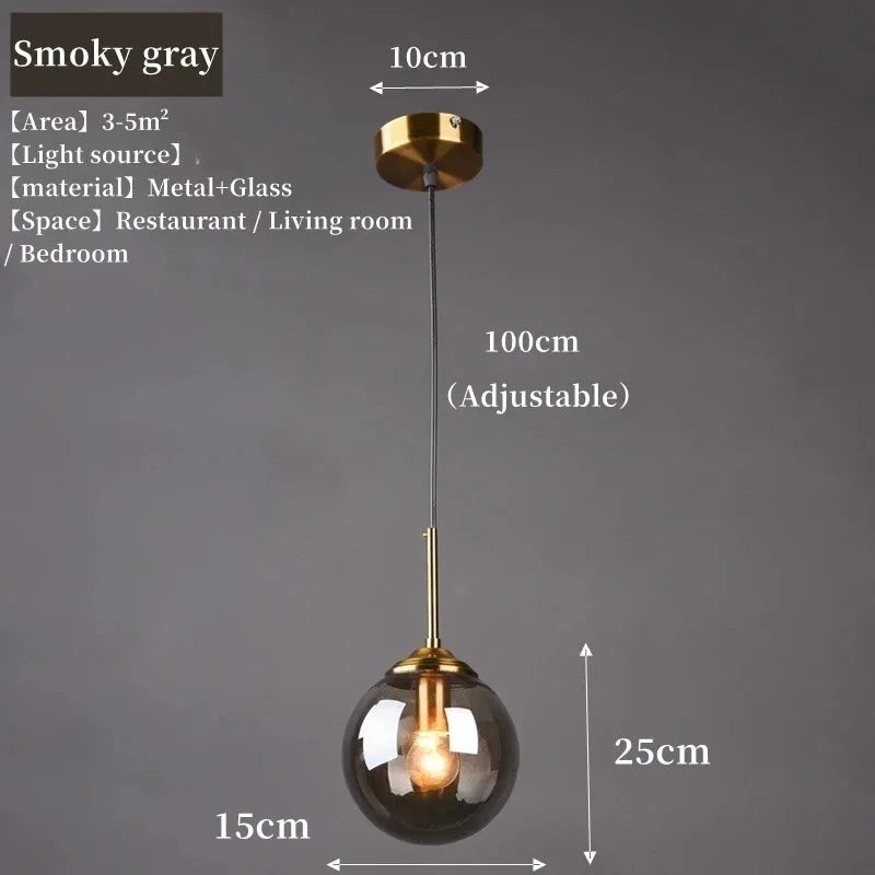 Modern Luxury Metal Chandelier Nordic Creative LED Glass Pendant Lamp Living Room Dining Room Bedside Simple Small Hanging Lamp