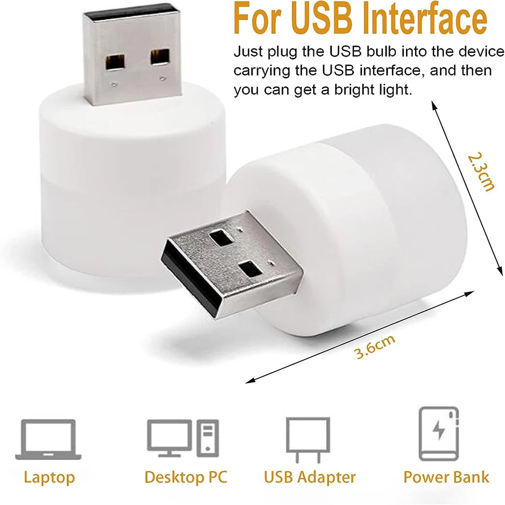 Mini USB Night Light Warm White Eye Protection Book Reading Light USB Plug Computer Mobile Power ...