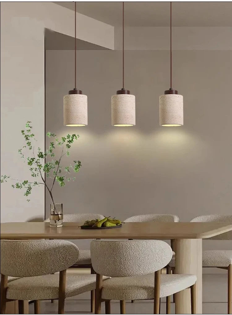 Japanese-Style Nordic Natural Yellow Cave Stone Retro Dining Room Bedroom Bedside Long Line Chandelier Yellow Cave Stone Lamp