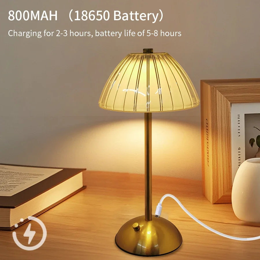 Dimmable Desktop Decor Night Light Table Lamp LED Touch Sensor Rechargeable Wireless Reading Lamp for Hotel Bar Bedroom Light