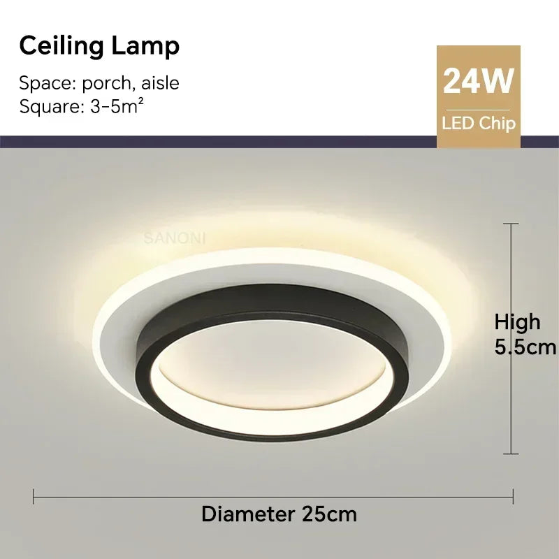 DINDALLED Modern LED Ceiling Light for Corridor Stairs Bedroom Bathroom, Round Flush Mount Chandelier Indoor Lighting...