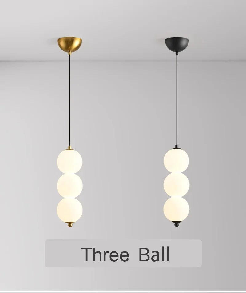 Bedside Pendant Lights for Bedroom Nordic 4 Ball Pendant Lamp for TV Background Kitchen Island Restaurant Dinning Room LED Light