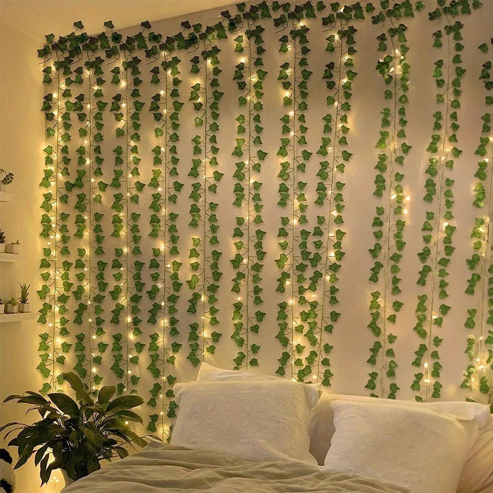 String Lights Artificial Vine Fairy Lights Battery Powered Christmas Tree Garland Light Flower Gr...