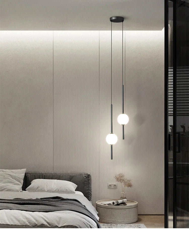 Nordic Simple Glass Ball Pendant Lights Dining Room Bedroom Decor Hanging Lamp Restaurant Bar Suspension Chandeliers Lighting