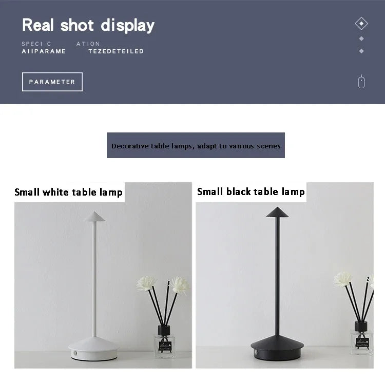 Rechargeable Table LED Lamp Touch Sensor Night Desk Lamp for Restaurant Hotel Bar Bedroom 3 Color Temperatures Stepless Dimming