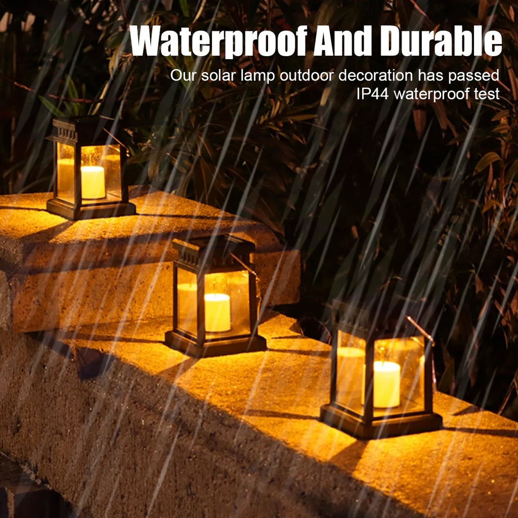 Solar Candle Lantern IP44 Waterproof Hanging Lantern Light Auto ON/OFF Solar Landscape Light for Garden Path Yard Patio Driveway