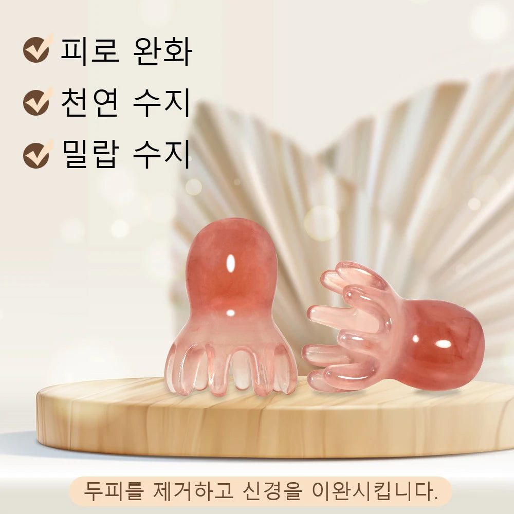 Cute Octopus Scalp Massage Comb (Resin)｜Korean Hair Care, Stress Relief, Anti-Hair Loss, Portable Head Massager for Home&Travel