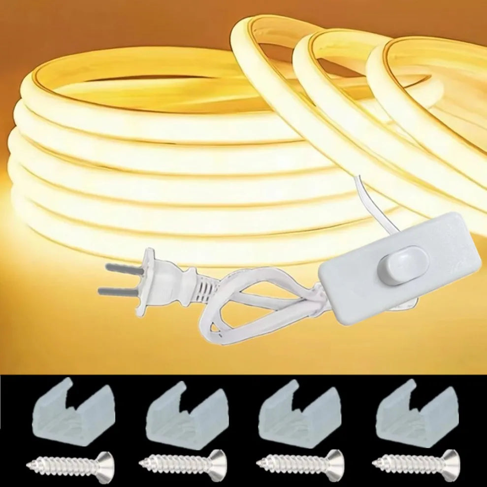 1-30M COB LED Lamp Strip 288LEDs/m RA90 Outdoor IP65 Waterproof Switch/Dimmable Power EU Plu...