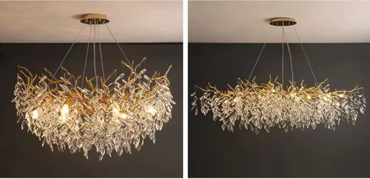 Luxury Gold Crystal LED Chandeliers Living Dining Room Bedroom Lighting Lustre Ceiling Pendant Lamps Indoor Villa Lights Fixture