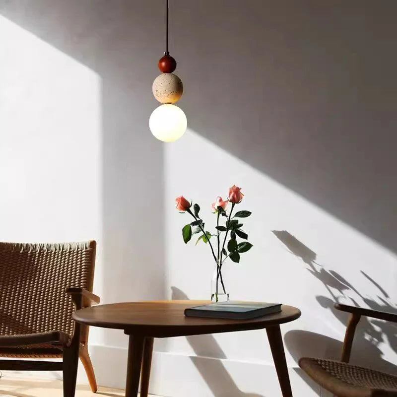 Cream Style Pendant Lamp Bedroom Bedside Led Chandelier Stone Wood Light Designer Bauhaus Medieval Restaurant Bar Small Lights