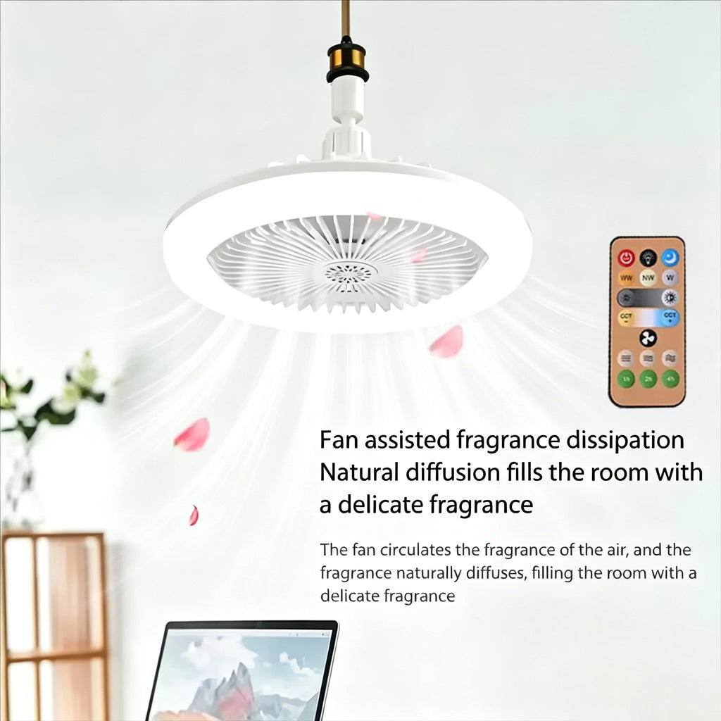 2-in-1 E27 Socket Fan Light Remote Control 85-265V Energy Saving Silent LED Ceiling Fan for Bedro...