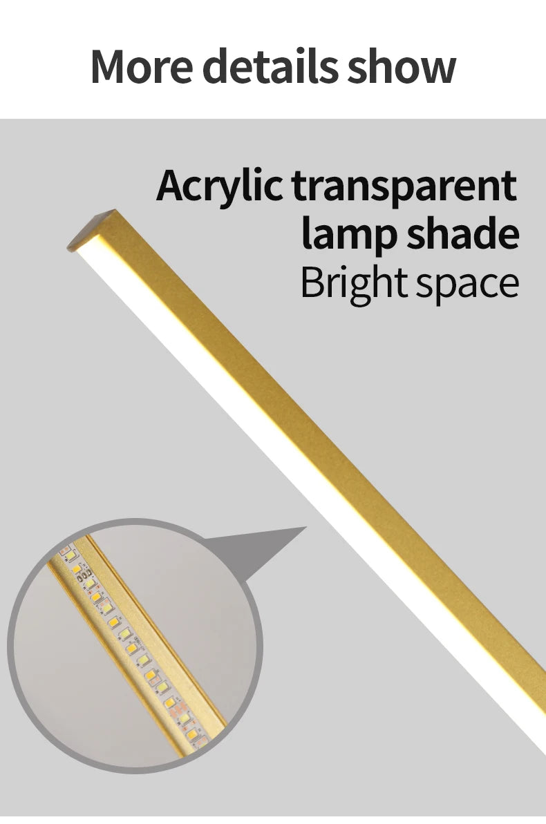 Modern Minimalist LED Pendant Light for Dining Room Adjustable Linear Chandelier in Gold Dimmable Hanging Lamp Fixture for Home