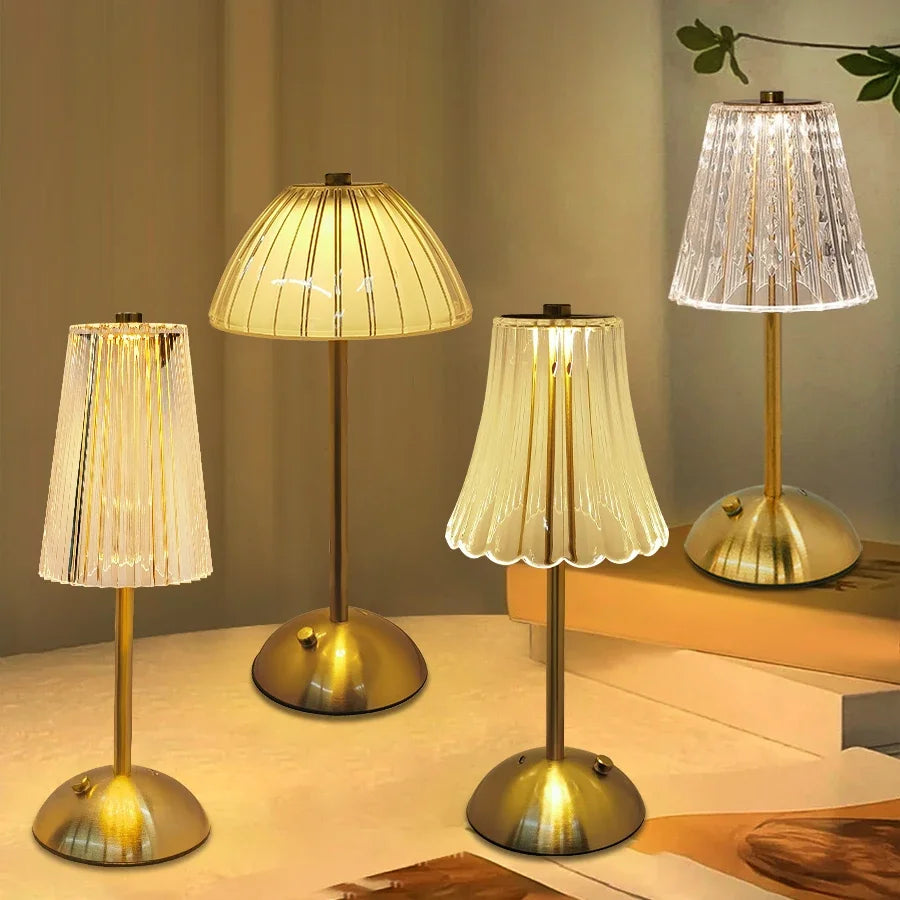 Table Lamp LED Touch Sensor  Dimmable Desktop Night Light Rechargeable Wireless Reading Lamp for Hotel Bar Bedroom Decor Light