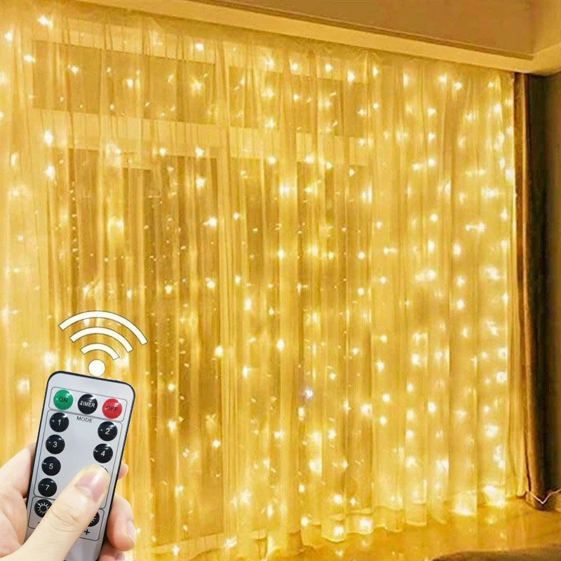 3/6M USB LED Curtain 8Modes Remote Control String Lights Holiday Wedding Fairy Garland Lights For...