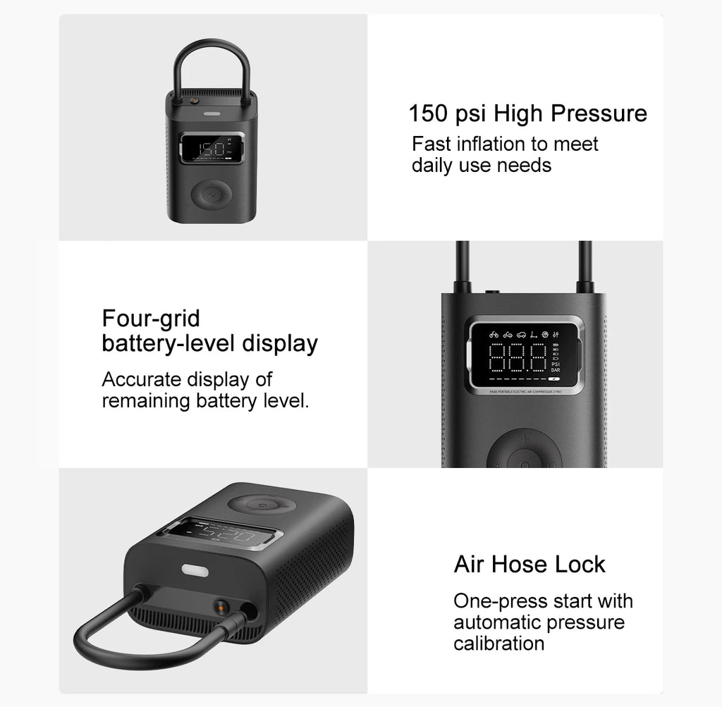 NEW MIJIA Air Pump 2 Pro Portable Electric Inflator Pump Digital Display Inflator 150psi Max Basketball Tire 2500mAh Bike Car