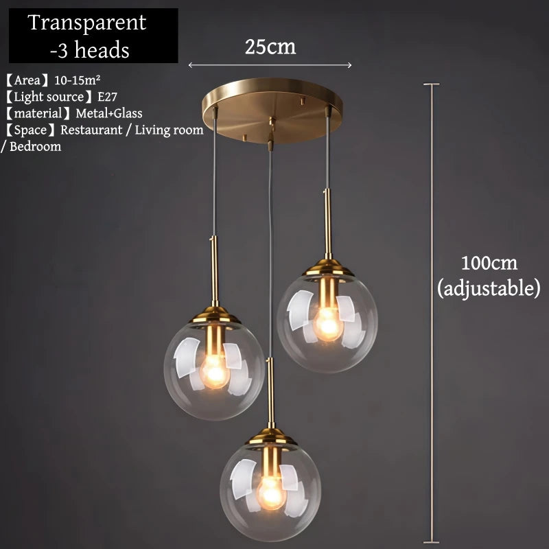 Modern Luxury Glass & Gold Pendant Chandelier — Nordic LED