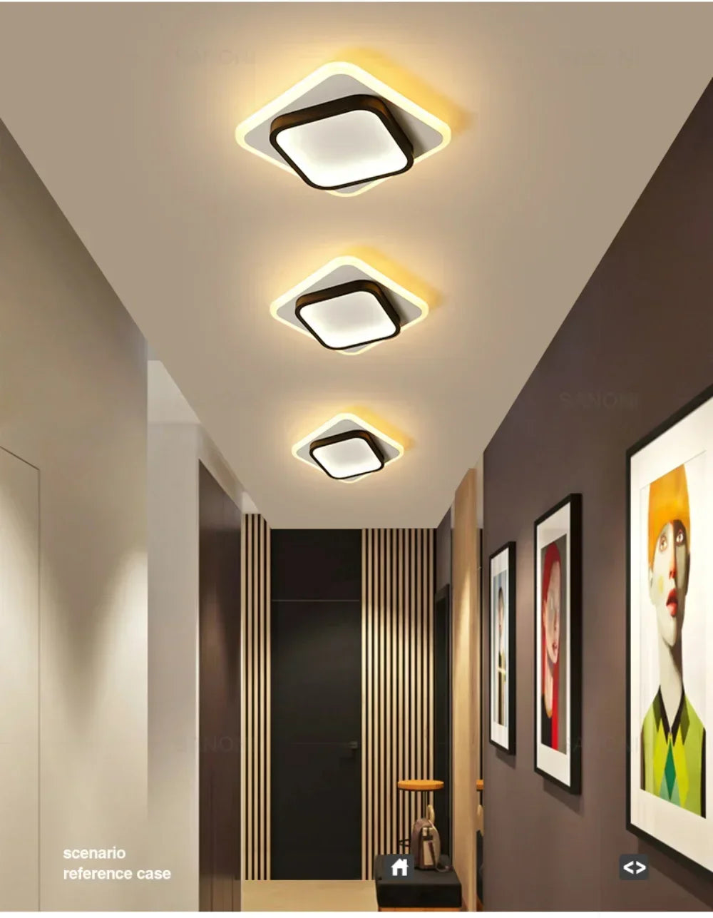 DINDALLED Modern LED Ceiling Light for Corridor Stairs Bedroom Bathroom, Round Flush Mount Chandelier Indoor Lighting Fixture,