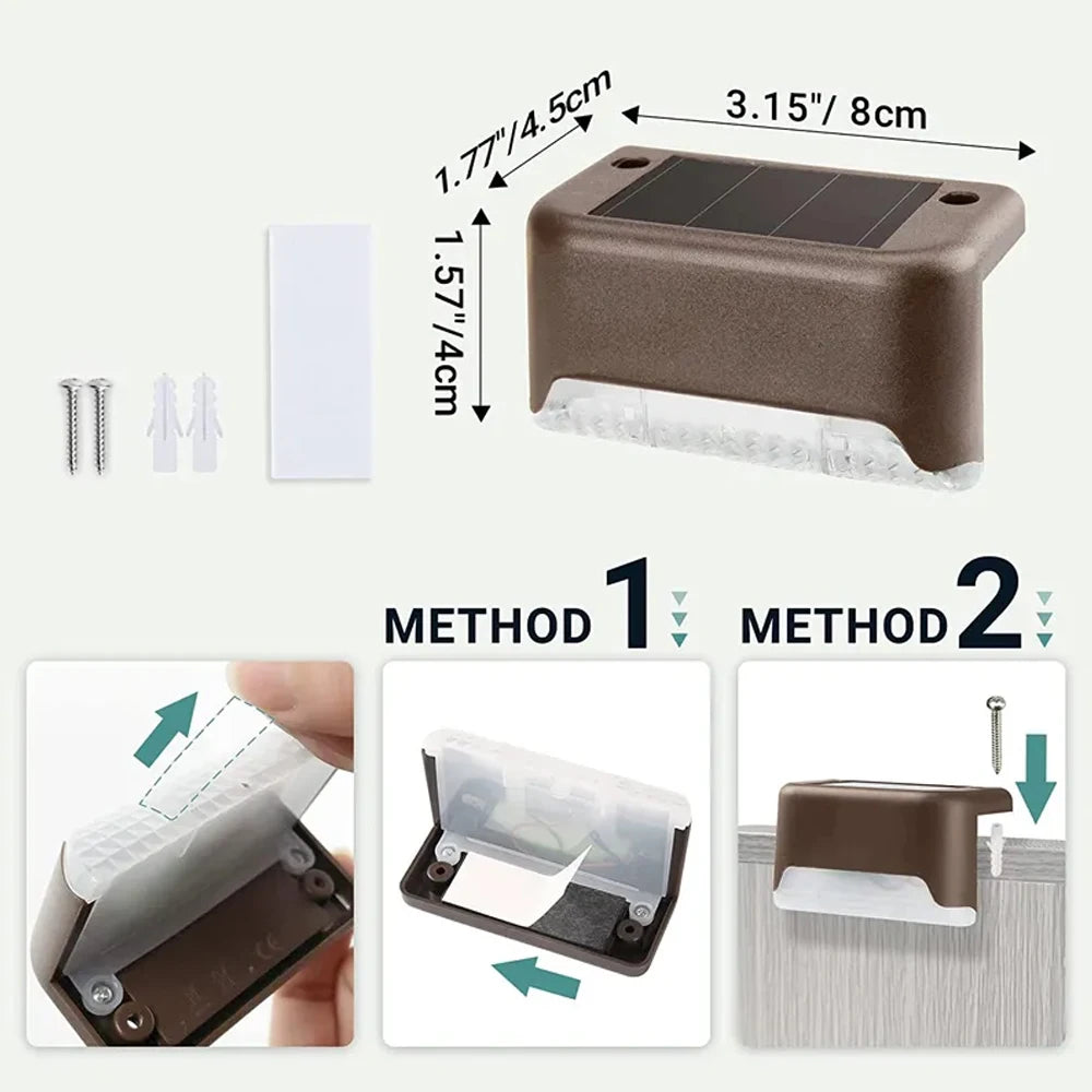 Warm White LED Solar Step Lights Outdoor Garden Path Stair Lights Waterproof Balcony Patio Fence ...