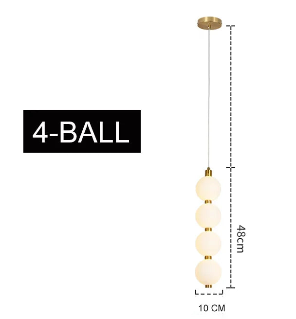 Bedside Pendant Lights for Bedroom Nordic 4 Ball Pendant Lamp for TV Background Kitchen Island Restaurant Dinning Roo...