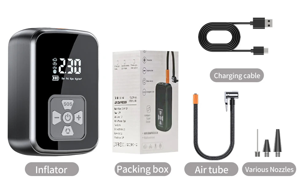 Portable Car Air Pump Electric Tire Inflator Intelligent Digital Display Tire Inflator For Car Motorcycle Bicycle Air Compressor