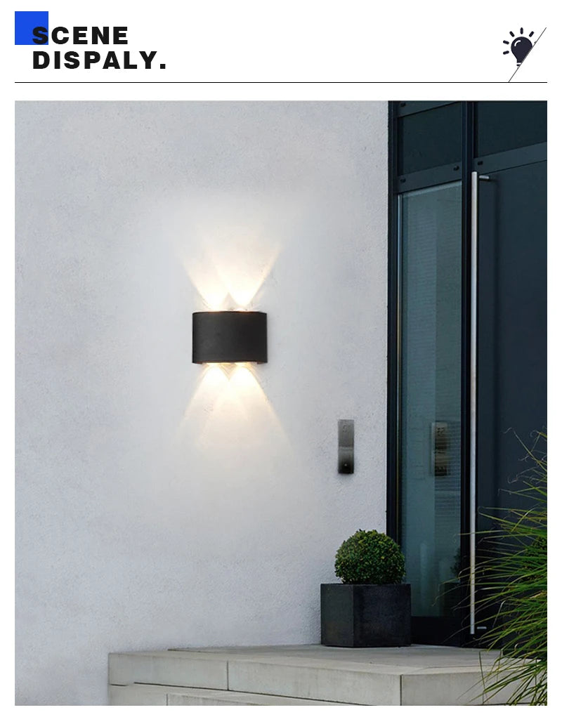 LED Up and Down Illuminated Wall Light Waterproof Interior Wall Light Bedroom Living Room Corrido...