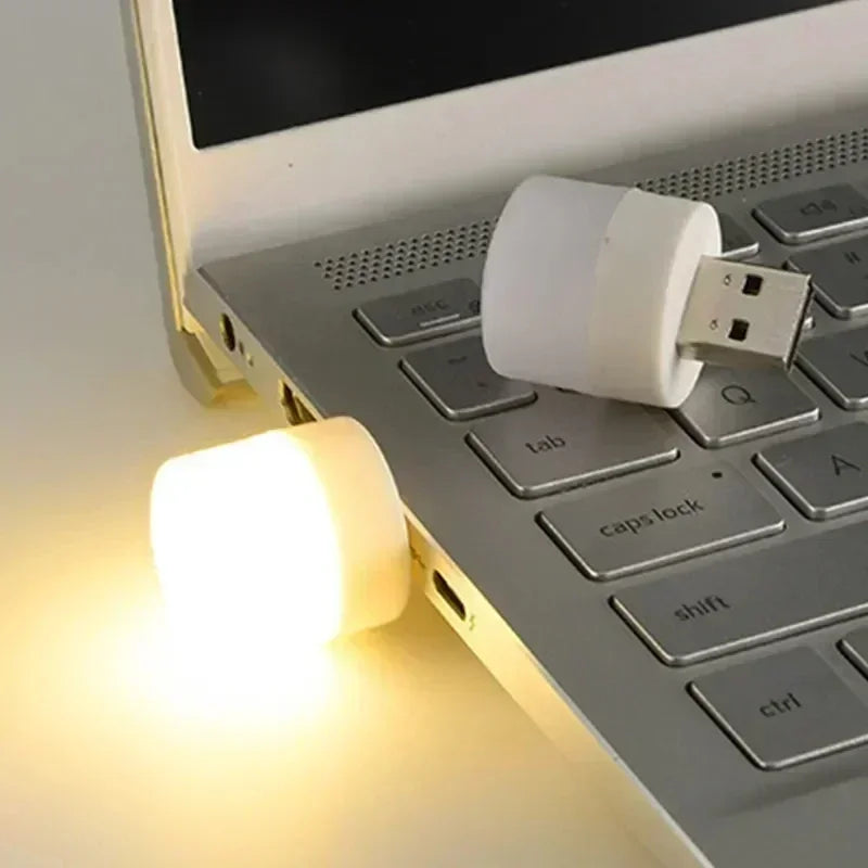 USB Night Light Mini LED Night Light USB Plug Lamp Power Bank Charging USB Book Lights Round Read...