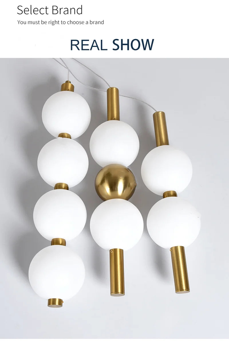 Bedside Pendant Lights for Bedroom Nordic 4 Ball Pendant Lamp for TV Background Kitchen Island Restaurant Dinning Room LED Light